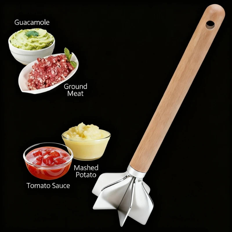 6-Blade Stainless Steel Meat Chopper & Potato Masher Meat Chopper Tool Peaceful Pleasures Health and Wellness