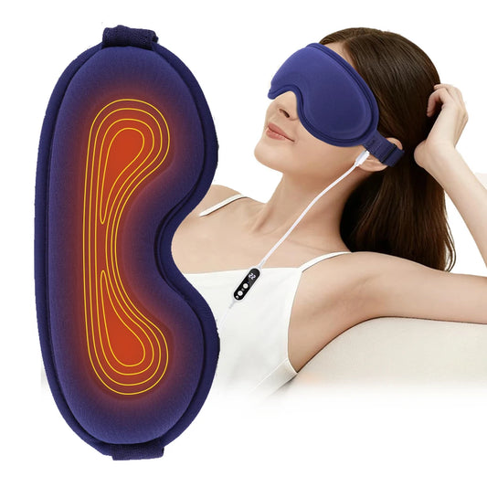 Office Heated Eye Mask with Vibration Massage 3D Blackout Sleep Eye Shading for Eye Strain Dark Circle USB Powered Warm Compress Peaceful Pleasures Health and Wellness