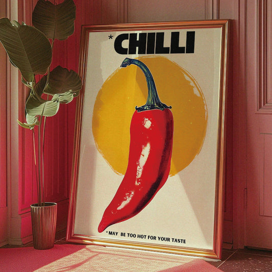 70s Retro Chilli Pepper Canvas Wall Art | Kitchen Home Decor Canvas Wall Art Peaceful Pleasures Health and Wellness