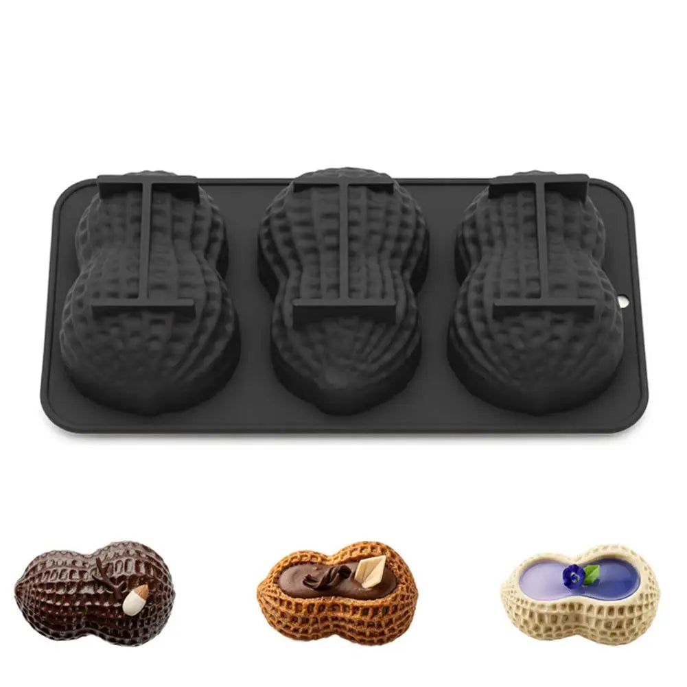 New One-Piece Peanut Shape Bread Cake Silicone Mold Temperature-resistant Healthy High Quality Cake Mold Kitchen Baking Tools Peaceful Pleasures Health and Wellness Black