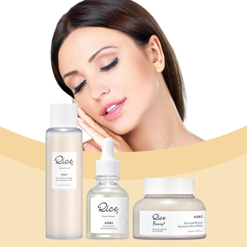 Rice Honey Facial Skincare Set Deep Moisturizing Toner Refreshing Serum Soothing And Brightening Face Cream Korean Skincare Peaceful Pleasures Health and Wellness