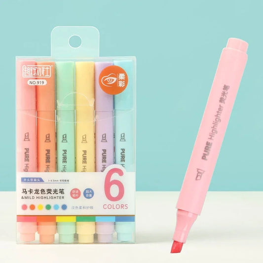 6-Pack Pastel Highlighter Pens | Macaron Colors for School & Office Highlighter Pen Set Peaceful Pleasures Health and Wellness