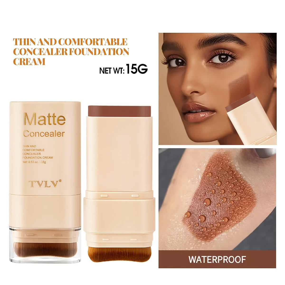 2-in-1 Concealer Eraser Dual-Head Foundation Stick with Brush Head Nine Colors European and American Waterproof Non-Caking Solid Foundation Cream 15G/Stick - 1 Stick Peaceful Pleasures Health and Wellness
