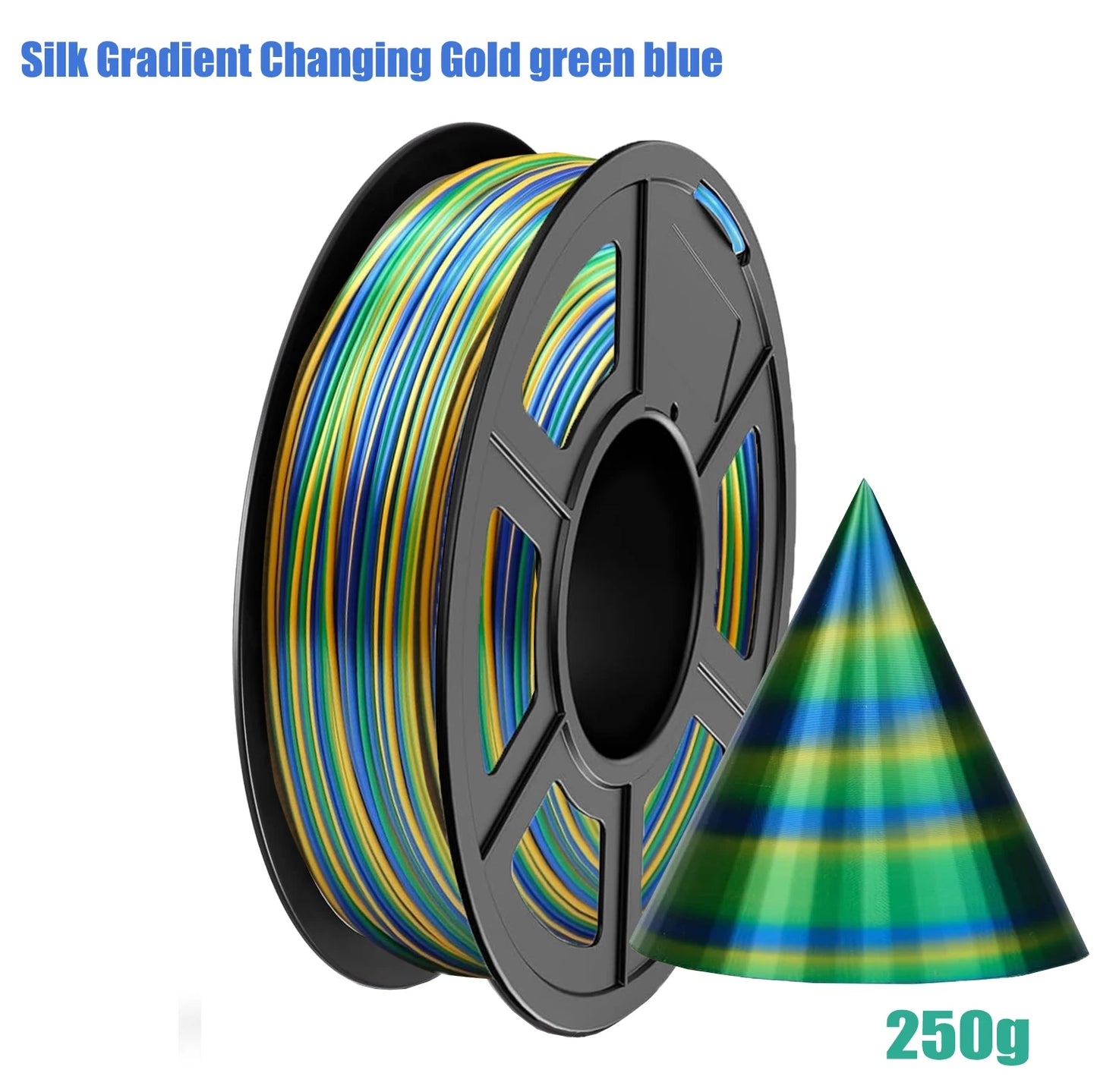 Silk PLA Filament 1.75mm Gradient Color – 250g/500g/1kg Spools