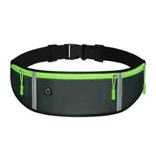 Outdoor Running Waist Bag for Mobile Phone Light and Thin Fitness Cycling Water Bottle Waist Bag with Three Waterproof Pockets Peaceful Pleasures Health and Wellness gray color