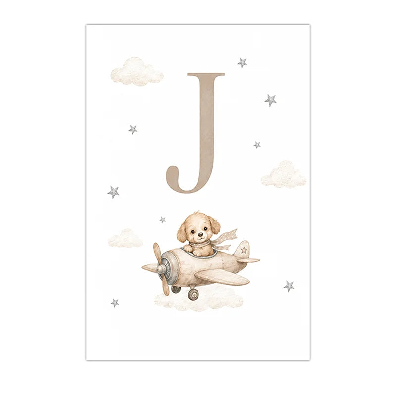 Custom Alphabet Wall Art Cute Animal Letter Canvas Painting Nursery Poster Print For Kids Room Wall Decor Peaceful Pleasures Health and Wellness J 20x25cm No Frame China Mainland