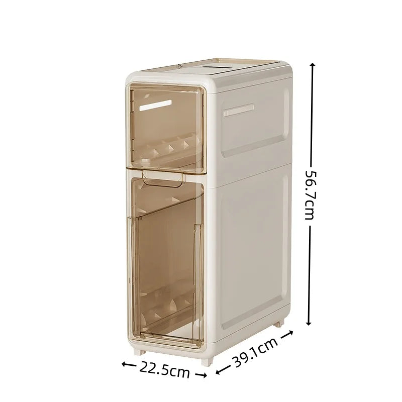 Narrow Gap Storage Cabinet with Sliding Drawers Waterproof Organizer for Bathroom & Kitchen, Multi-Layer Shelf for Tight Spaces Peaceful Pleasures Health and Wellness 2 Layer Large
