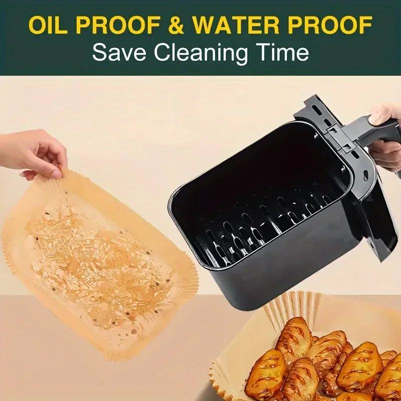 Disposable Air Fryer Liner Paper | Non-Stick Baking Mat 50/100 Pk