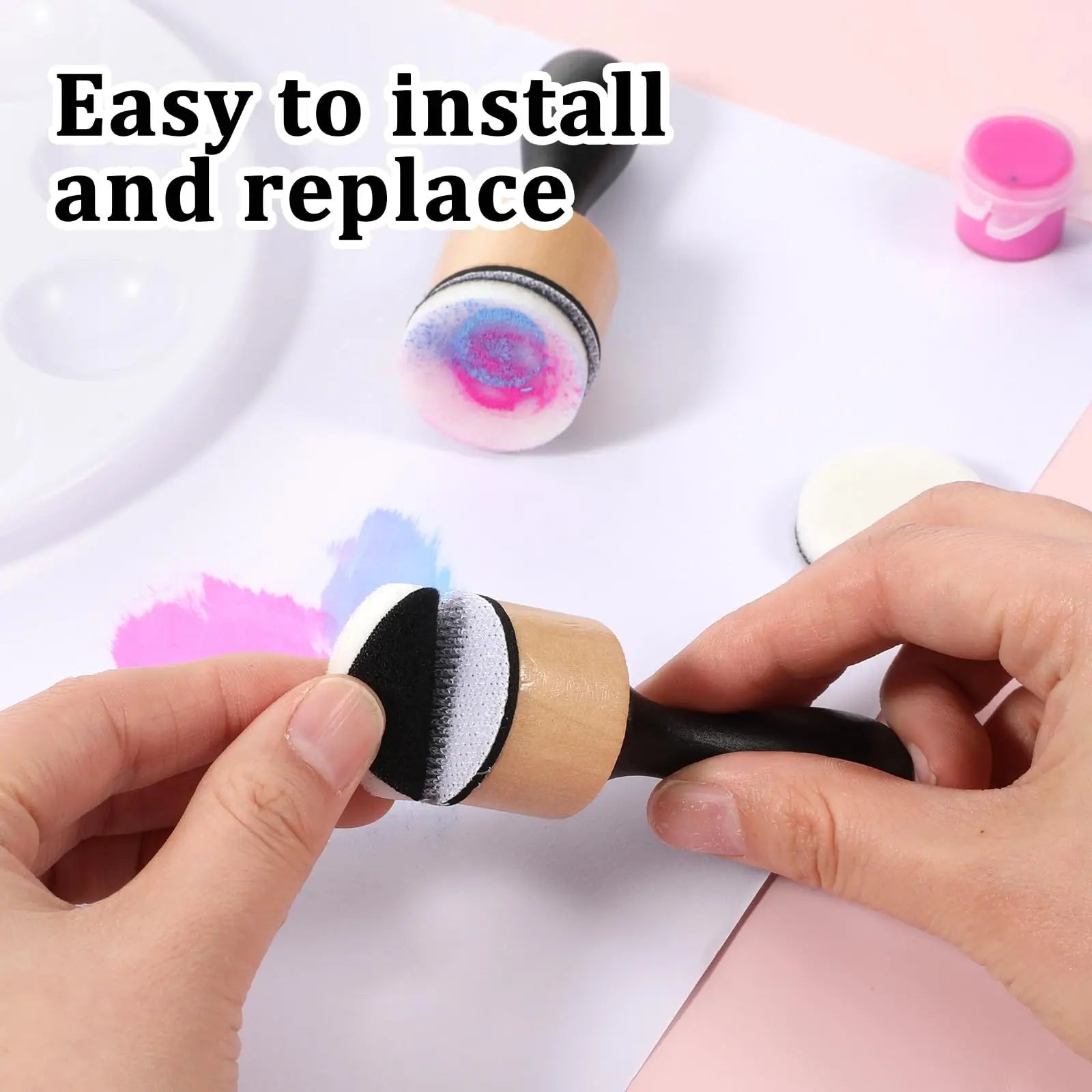 46 Pcs Mini Ink Blending Tool Set, 2 Round Applicators + 44 Foam Pads for Scrapbooking Painting Drawing Stencils Embossing Art Peaceful Pleasures Health and Wellness