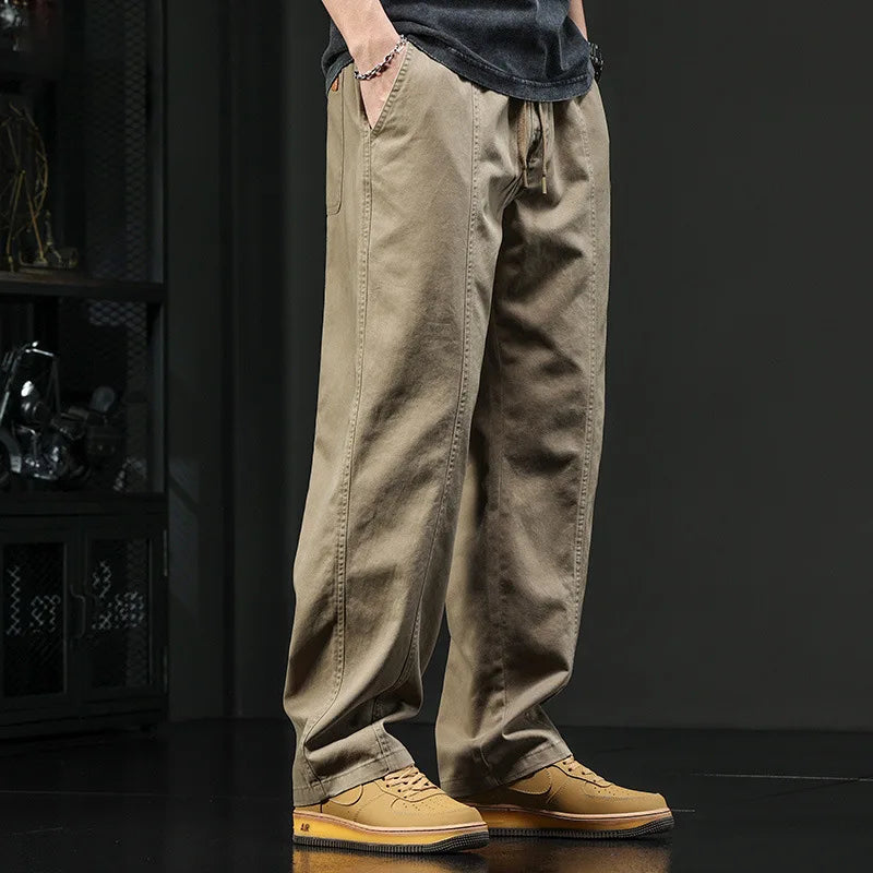 Men's Retro Loose Straight-Leg Cotton Cargo Pants | Casual