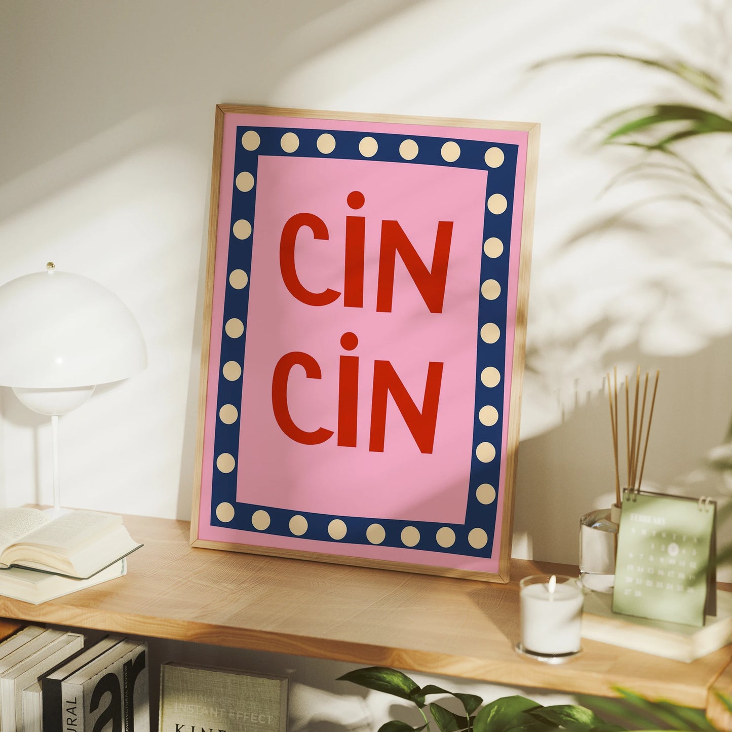 Pink Cin Cin Quote Canvas Wall Art Print | Minimalist Decor