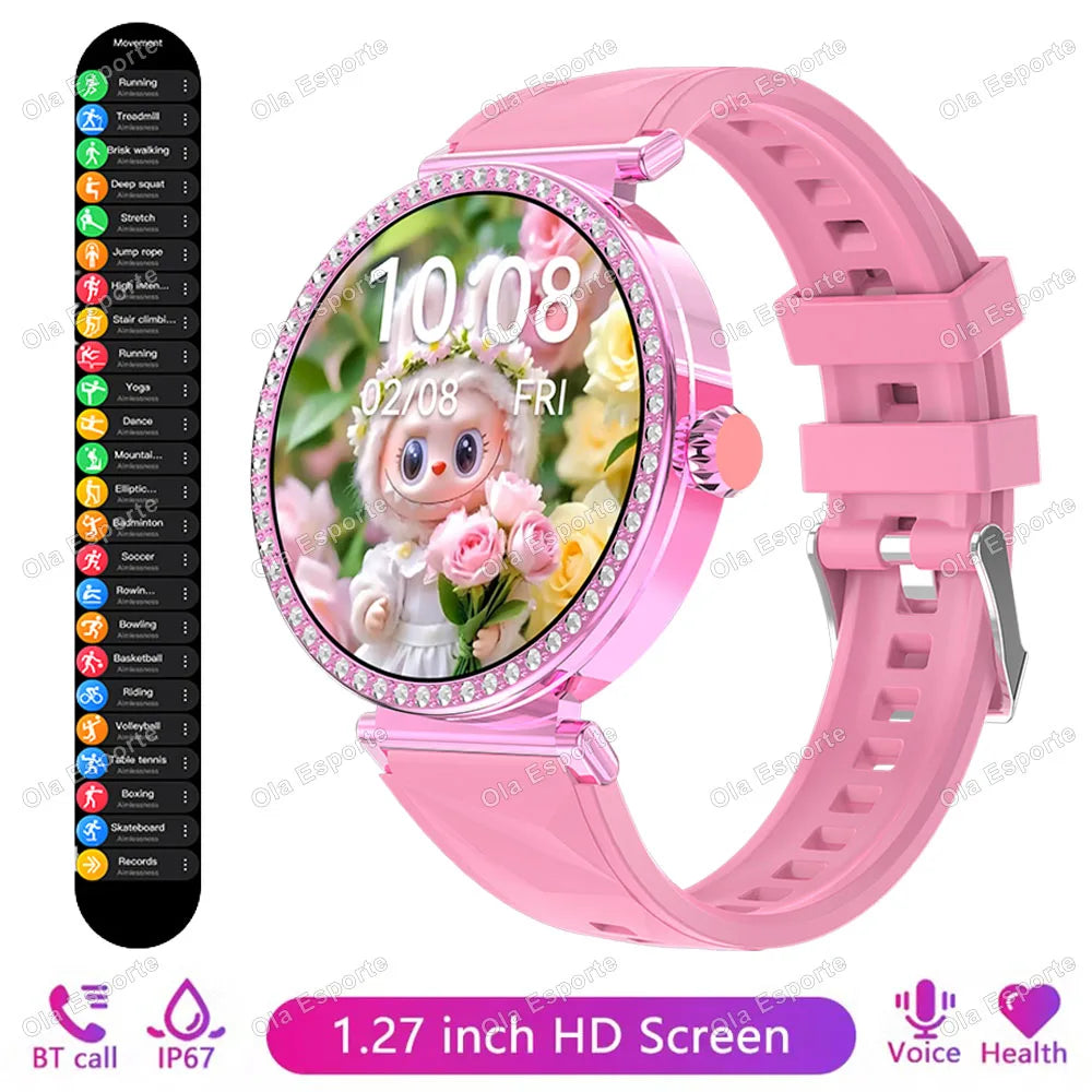 Smartwatch Luxury Fashion Female Physiological Reminder Bluetooth Music Women's Fashion Smart Watch Holiday Gift 2026 New HW12 Peaceful Pleasures Health and Wellness Pink