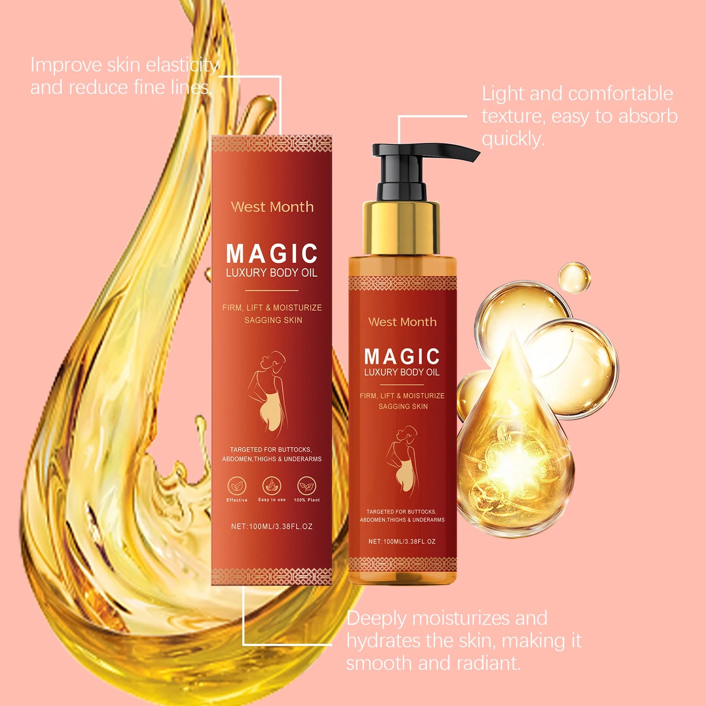 WEST MONTH Body Firming Oil | Lavender & Hyaluronic Acid Skin Oil