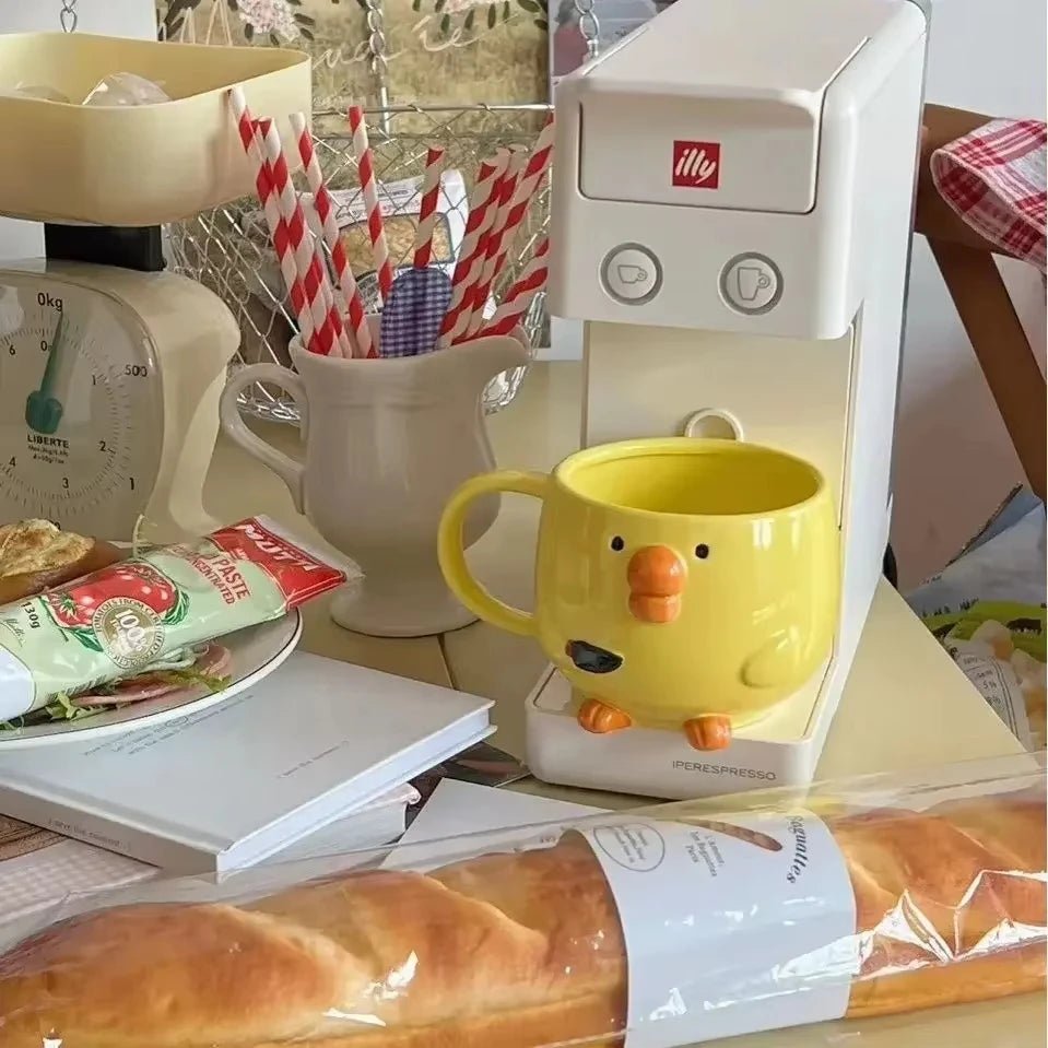 New Creative Cute Pouty Cartoon Chick Ceramic Mugs Cartoon Breakfast Juice Milk Coffee Cups Home Daily Drinking Tableware Gifts Peaceful Pleasures Health and Wellness