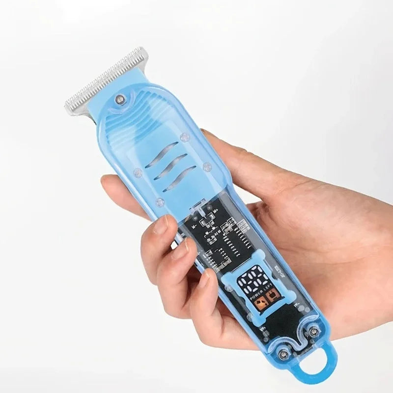 Transparent Electric Hair Clipper – USB Rechargeable Men's Trimmer