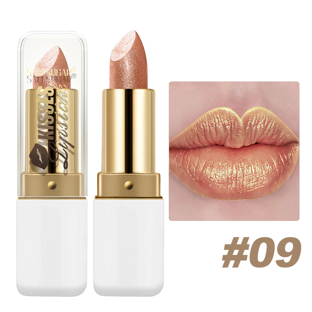 SAM SUGAR Metallic Pearlescent Lipstick – Matte Velvet Waterproof