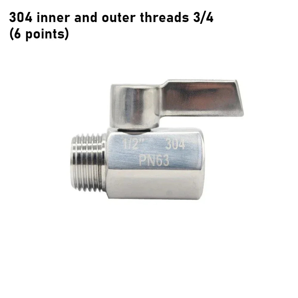 304 Stainless Steel Mini Ball Valve PN63 – Threaded Two-Way