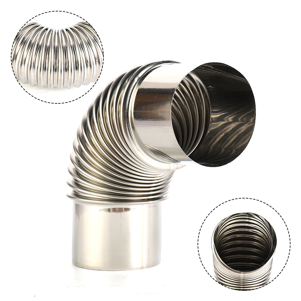 Stainless Steel Stove Pipe Elbow 90 Chimney Liner Bend Multi Flue