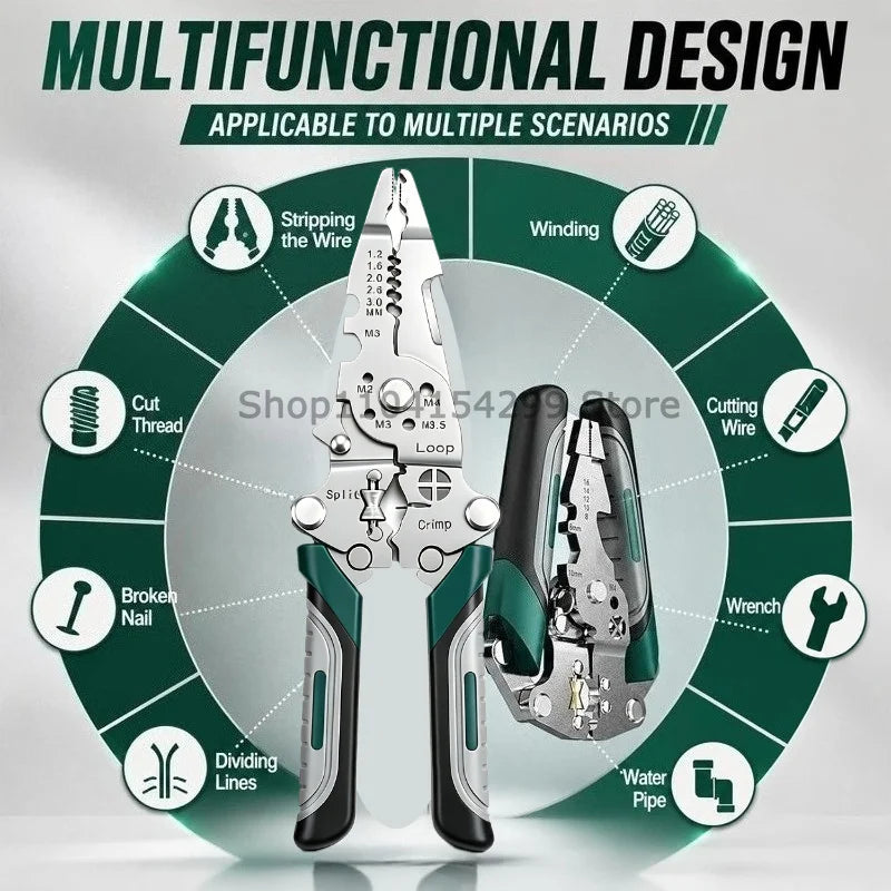 Foldable Wire Stripper Crimping Plier 5-in-1 Electrician Tool