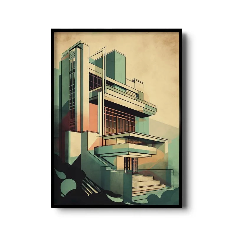 Vintage Bauhaus Abstract Geometric Canvas Wall Art Print