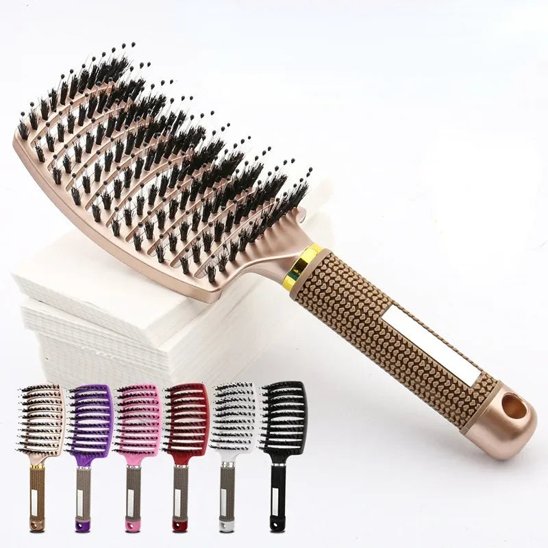 Hair Brush Scalp Massage Comb Hairbrush Bristle;Nylon Women Wet Curly Detangle Hair Brush for Salon Hairdressing Styling Tools Peaceful Pleasures Health and Wellness Gold