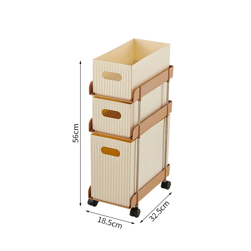 Space Saving Pull Out Mobile Drawer Under Desk Slim Trolley No Assembly Required Snack Toy Storage Cabinet for Home Peaceful Pleasures Health and Wellness 3 Layer B With Wheel