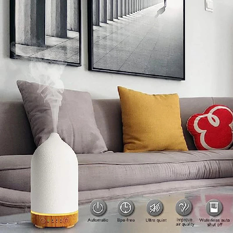 Ceramic Air Humidifier Aroma Diffuser Aromatherapy Cool Mist Ultrasonic Essential Oil Diffuser With 7 LED Humidifier Peaceful Pleasures Health and Wellness