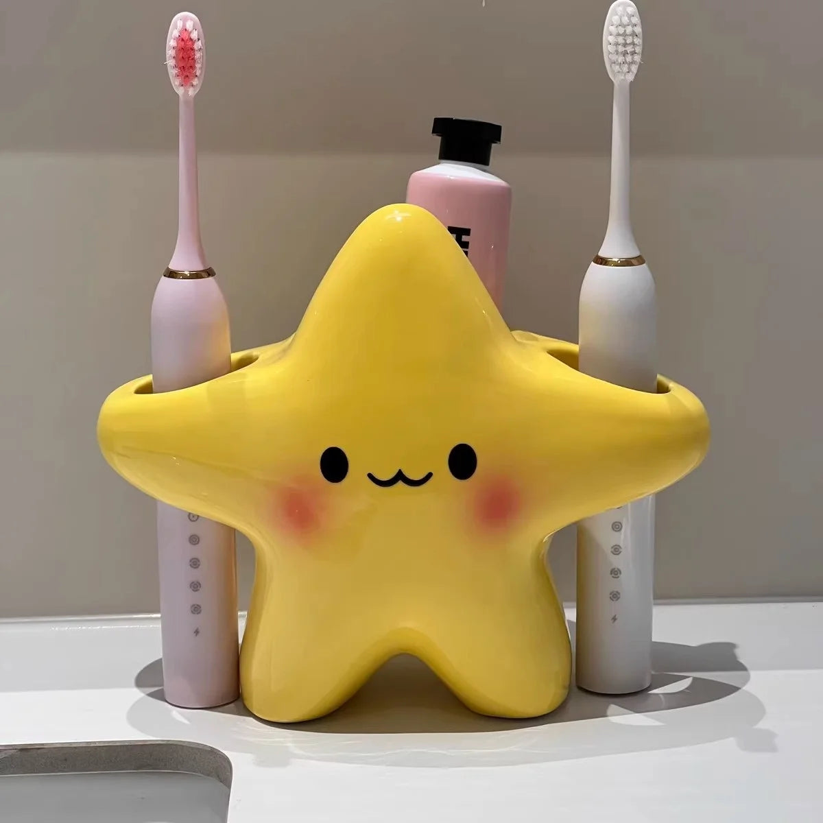 Star Toothbrush & Toothpaste Holder | Cute Bathroom Organizer