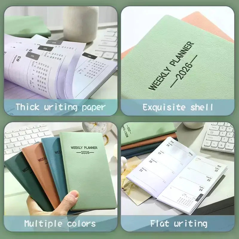A6 2026 Daily Planner – Morandi Leather Weekly Calendar Book