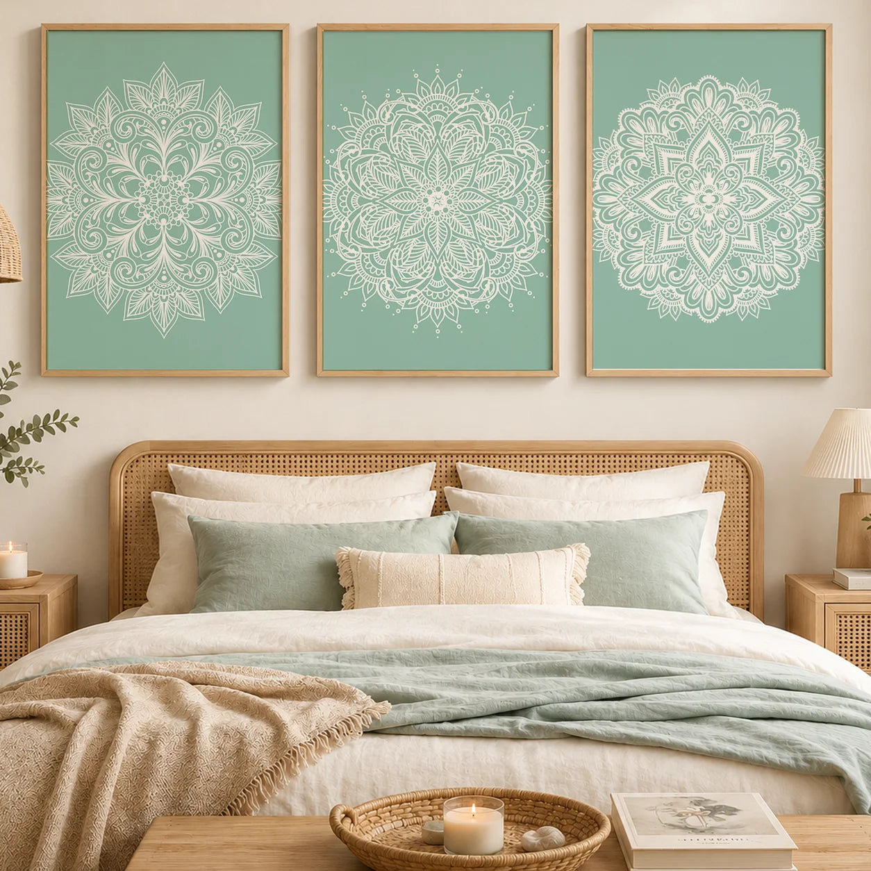 Boho Abstract Mandala Canvas Wall Art | Nordic Minimalist Print Canvas Wall Art Peaceful Pleasures Health and Wellness