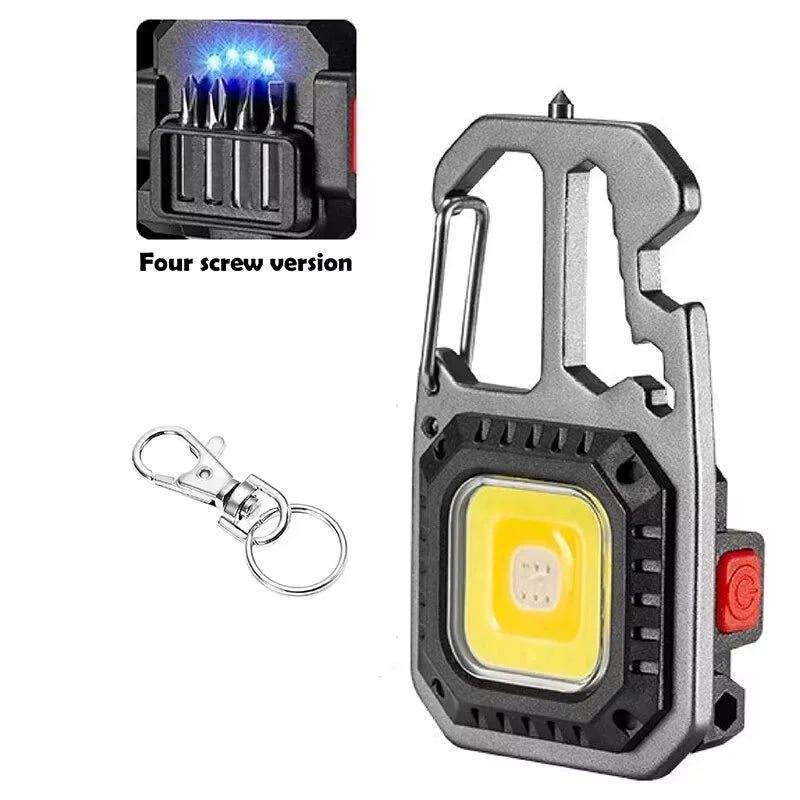 COB Keychain Work Light with Battery Display 8Mode Rechargeable High Lumens Portable LED Light for Camping Hiking Running Peaceful Pleasures Health and Wellness