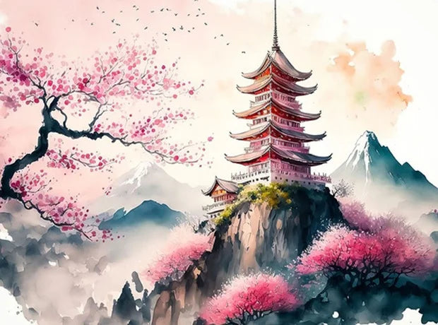RUOPOTY Painting By Numbers For Starter Kit Thick colored Chinese style landscape architecture For Home Decoration Peaceful Pleasures Health and Wellness 9945643 50x70cm Unframed