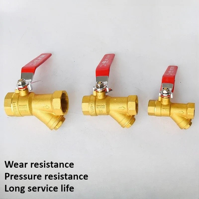 Brass Y-Strainer Filter Valve with Handle – 1/2" 3/4" 1"