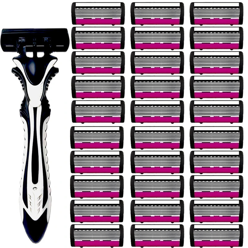 Men's 6-Blade Reusable Razor with Replaceable Head