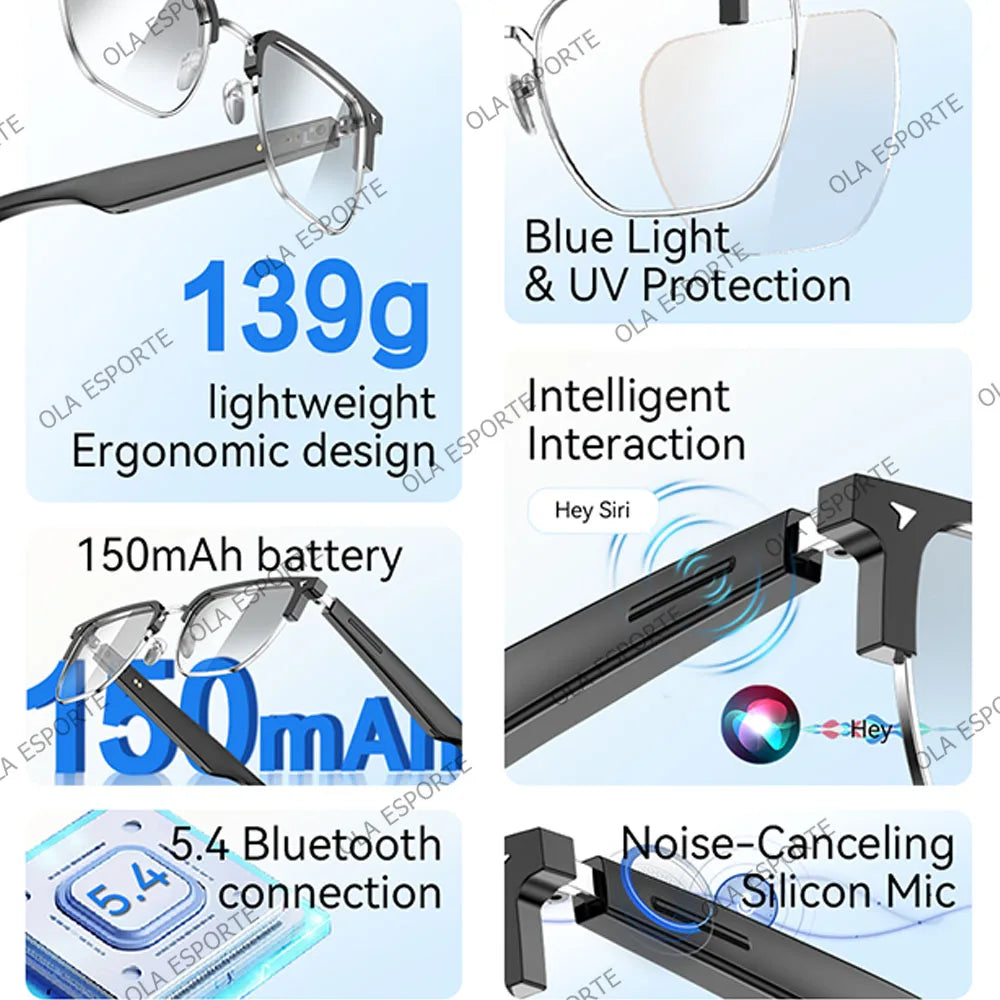 Bluetooth Audio Sunglasses | Air Conduction Smart Glasses & Mic
