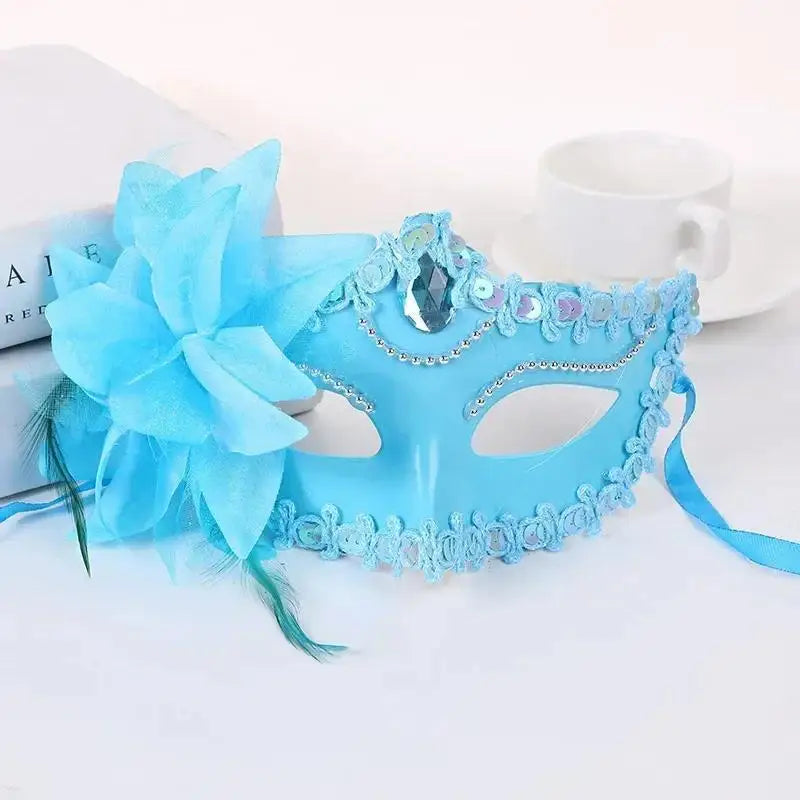 Halloween Princess Half Face Mask Makeup Ball Lily Flower Party Sexy