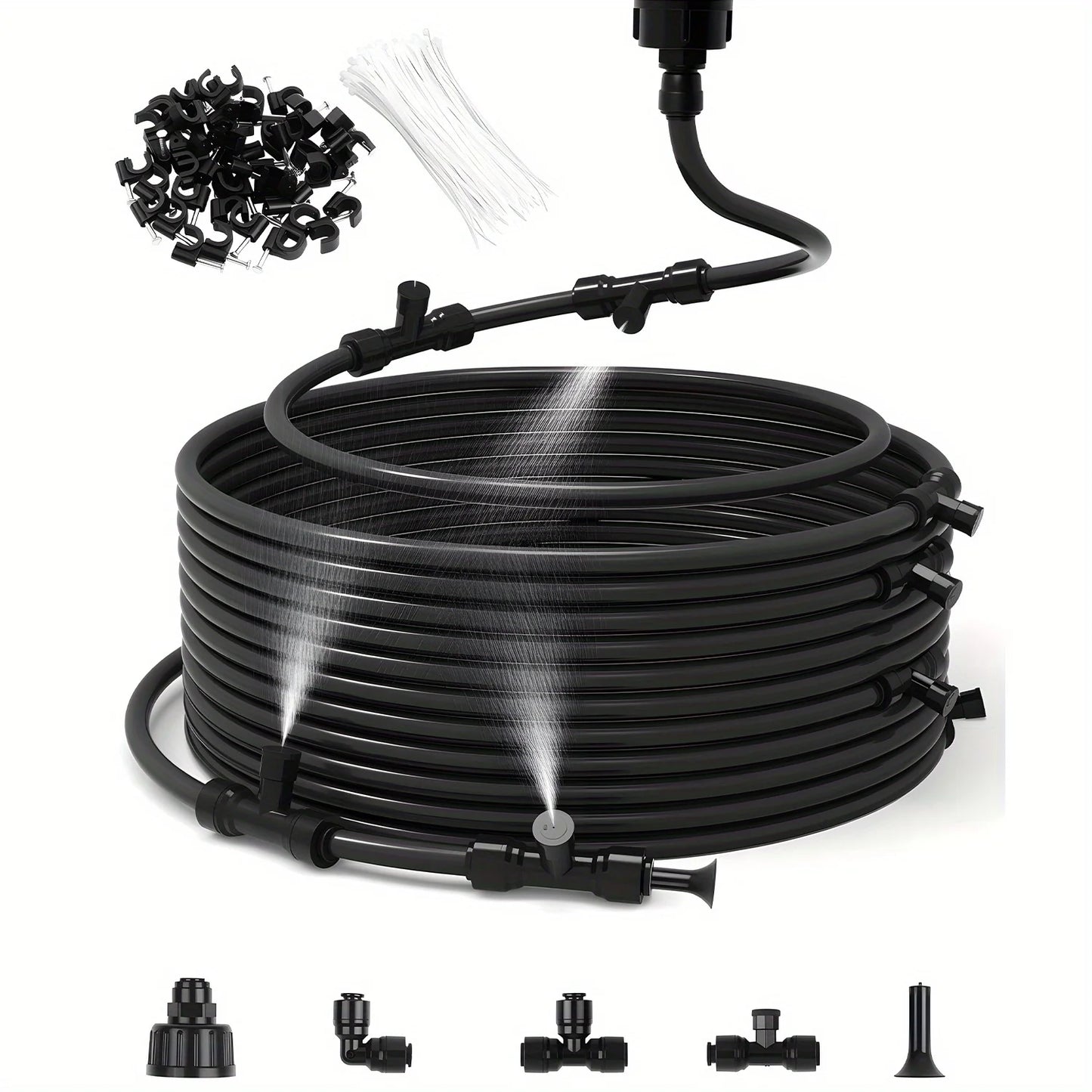 60FT Misters for Outside Patio Misters for Cooling (22 Mist Nozzles) Outdoor Water Patio Hose Greenhouse Mister System Outside Peaceful Pleasures Health and Wellness