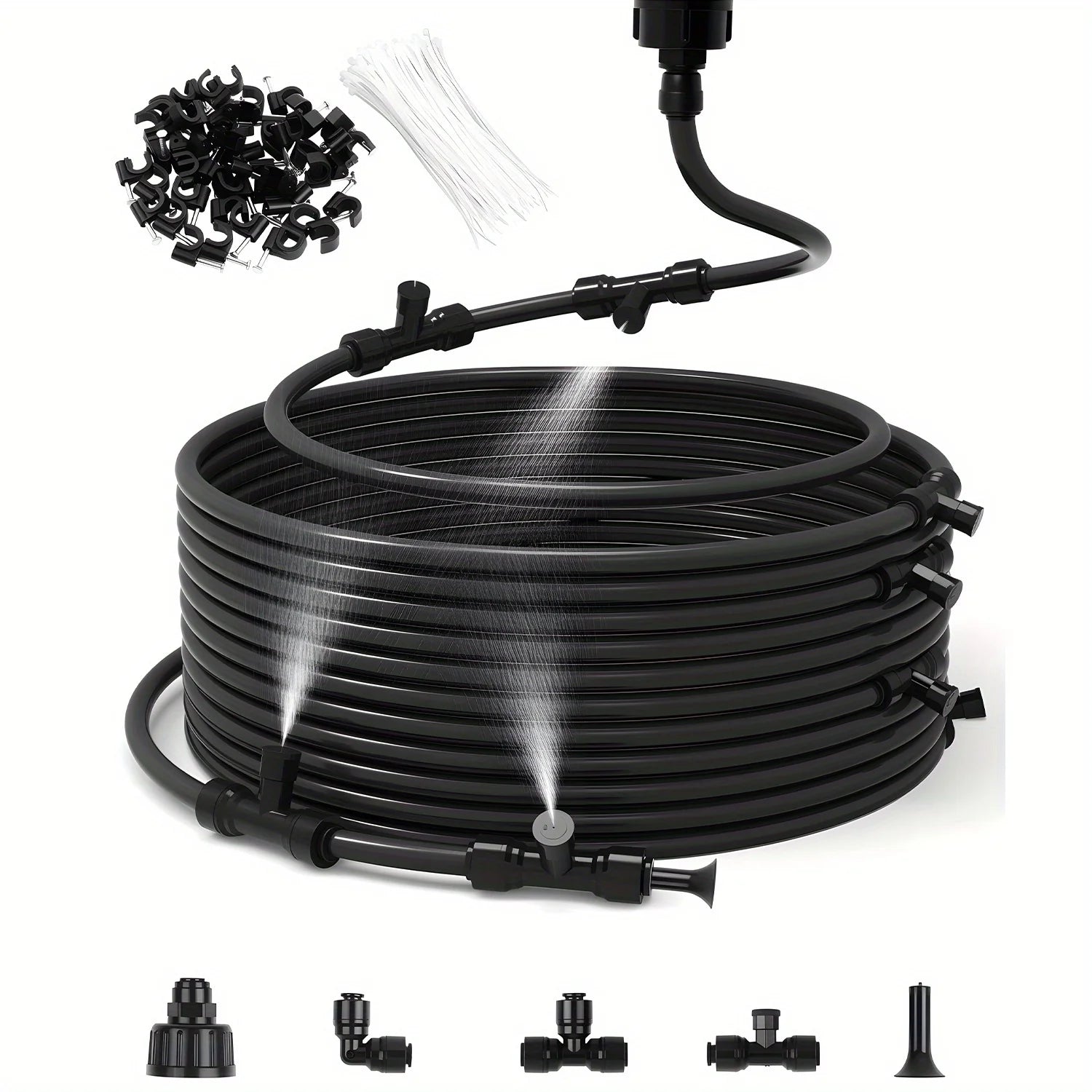 60FT Misters for Outside Patio Misters for Cooling (22 Mist Nozzles) Outdoor Water Patio Hose Greenhouse Mister System Outside Peaceful Pleasures Health and Wellness