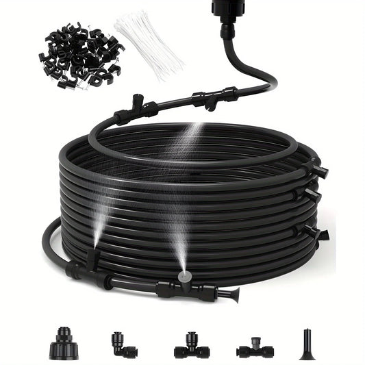 60FT Misters for Outside Patio Misters for Cooling (22 Mist Nozzles) Outdoor Water Patio Hose Greenhouse Mister System Outside Peaceful Pleasures Health and Wellness