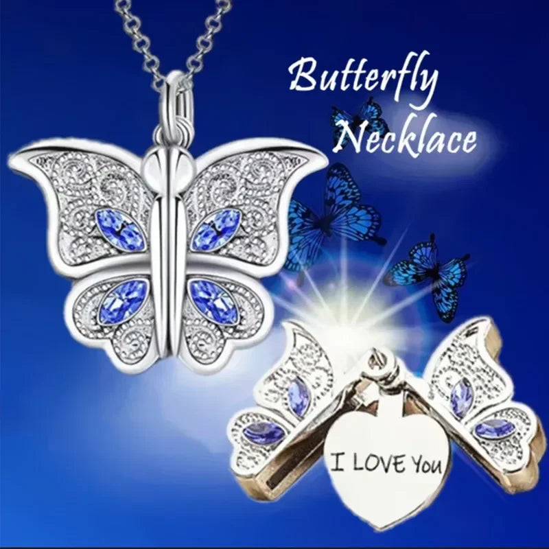 Butterfly "I Love You" Openable Pendant Necklace for Women