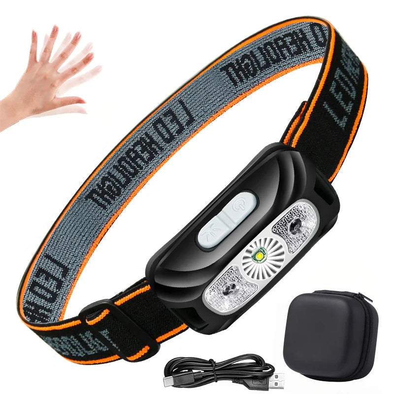 USB Rechargeable LED Headlamp | Motion Sensor, 4 Modes