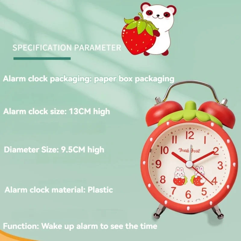 Cute Strawberry Alarm Clock with Night Light for Kids & Dorms