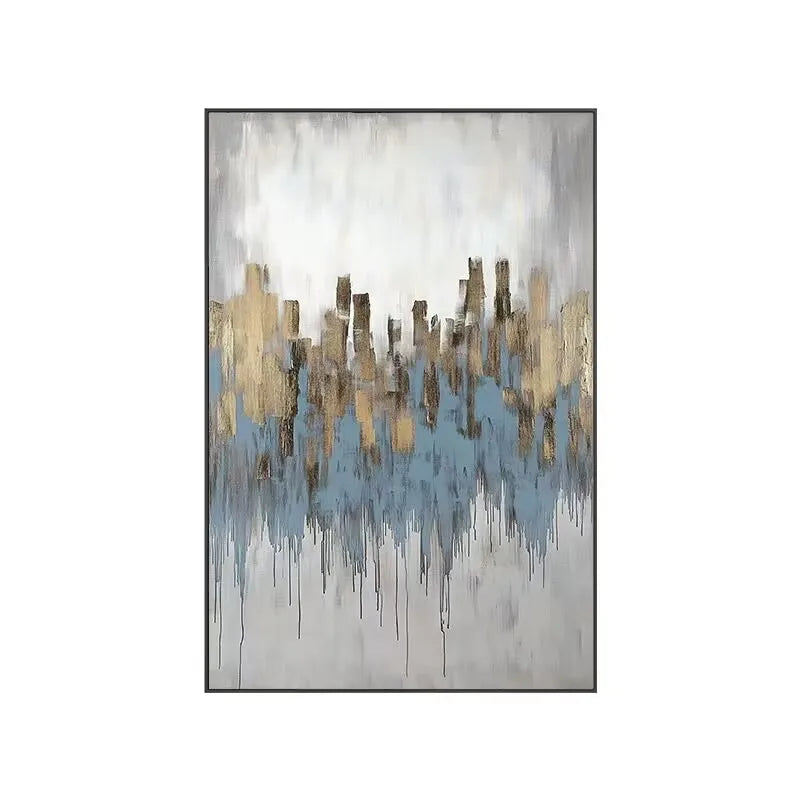 Unique Gift For Home Wall Decor Pure Handmade Abstract Oil Painting On Canvas Gold Foil Poster High Quality Mural For Living Roo Peaceful Pleasures Health and Wellness No frame 100cmx240cm