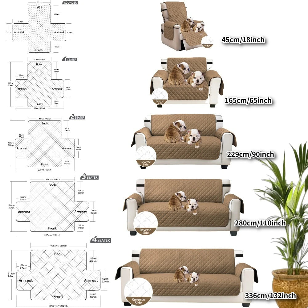 Waterproof Sofa Cover Quilted Anti-wear Couch Covers for Dog Pet Kids Recliner Armchair Furniture 1/2/3/4 Seater Protector Peaceful Pleasures Health and Wellness