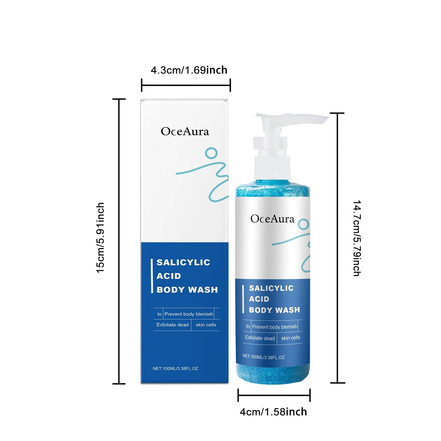 OceAura Salicylic Acid Body Wash | Exfoliating Shower Gel 100ml