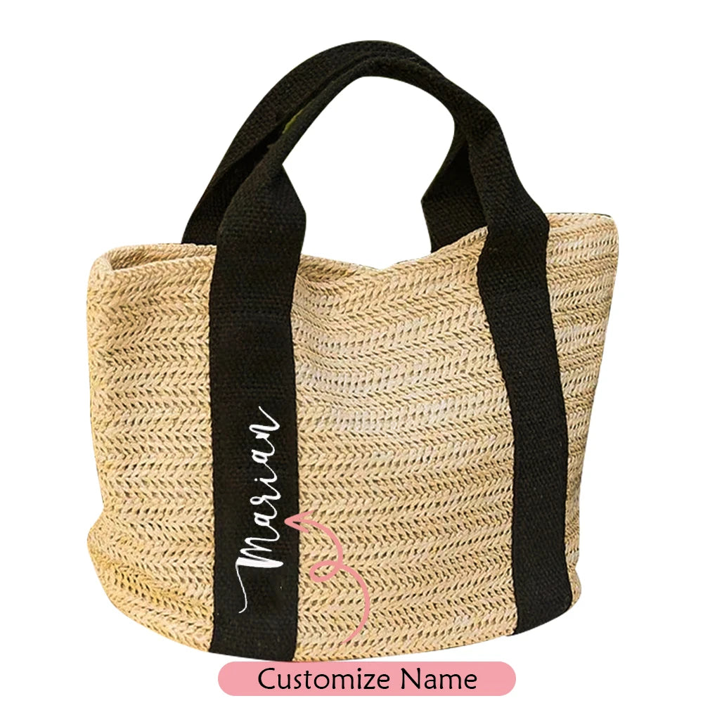Personalized Beach Straw Tote Bag | Bridesmaid & Bachelorette Gift