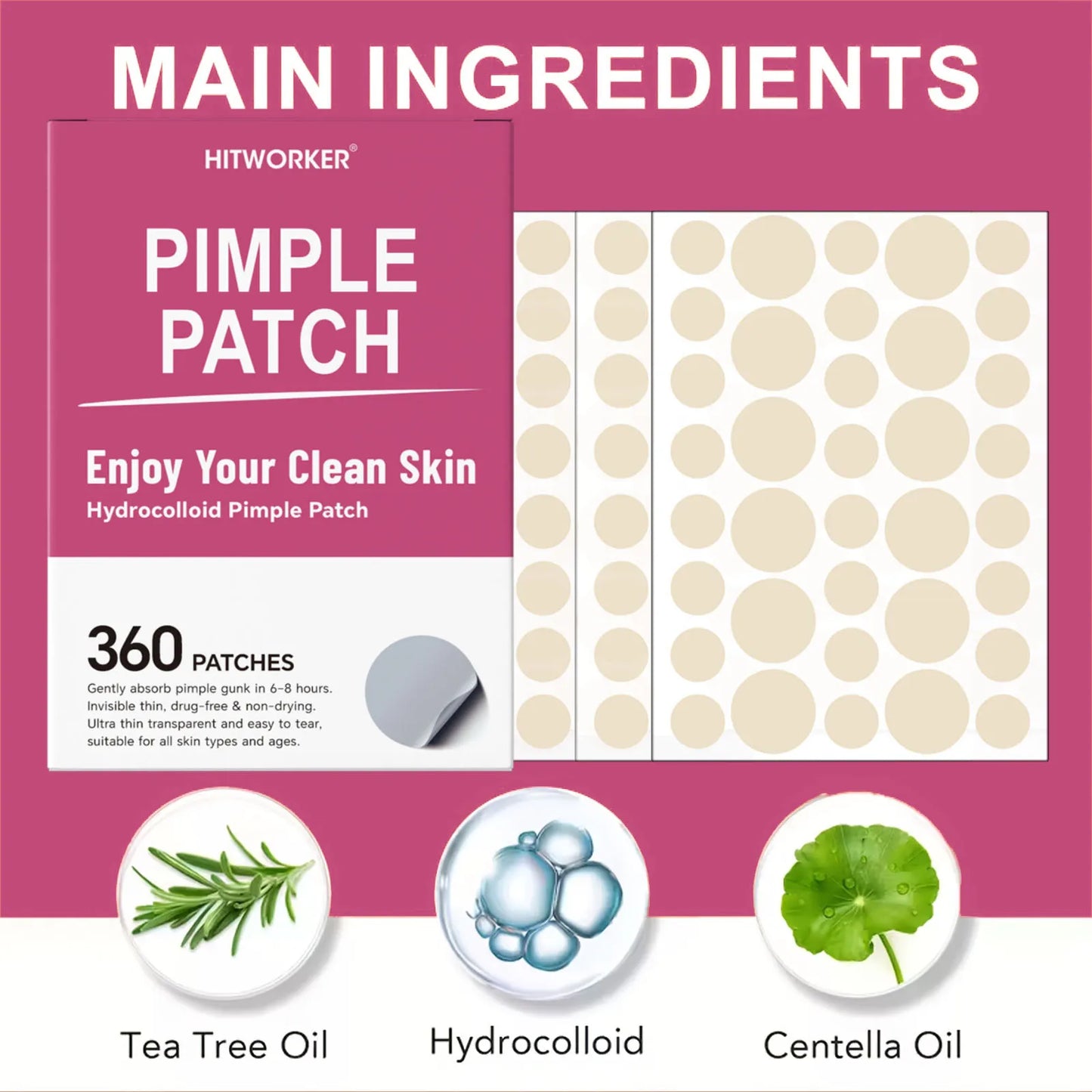 Invisible Waterproof Hydrocolloid Acne Patches – All Skin Types