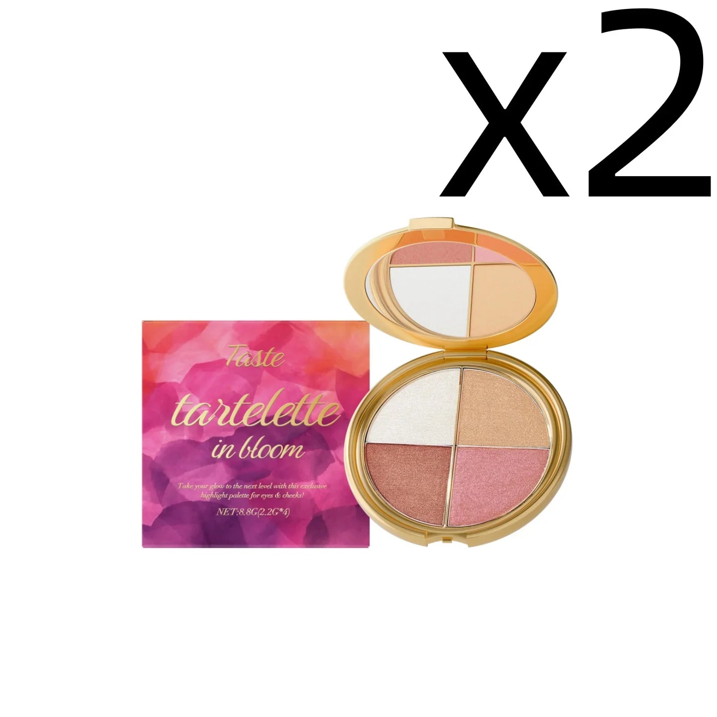 4-Color Highlight Powder Blush & Eye Shadow Palette | Natural Glow