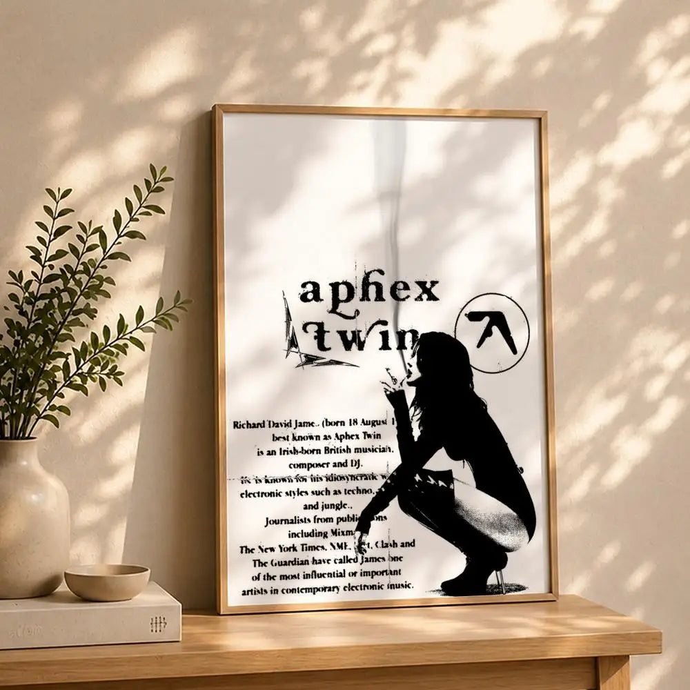 Band A-Aphex TwinS Poster HD Self Adhesive Waterproof Wall Art Ideal for Home Office Dorm Bedroom Great Gift Peaceful Pleasures Health and Wellness White9 30X40cmNoframe