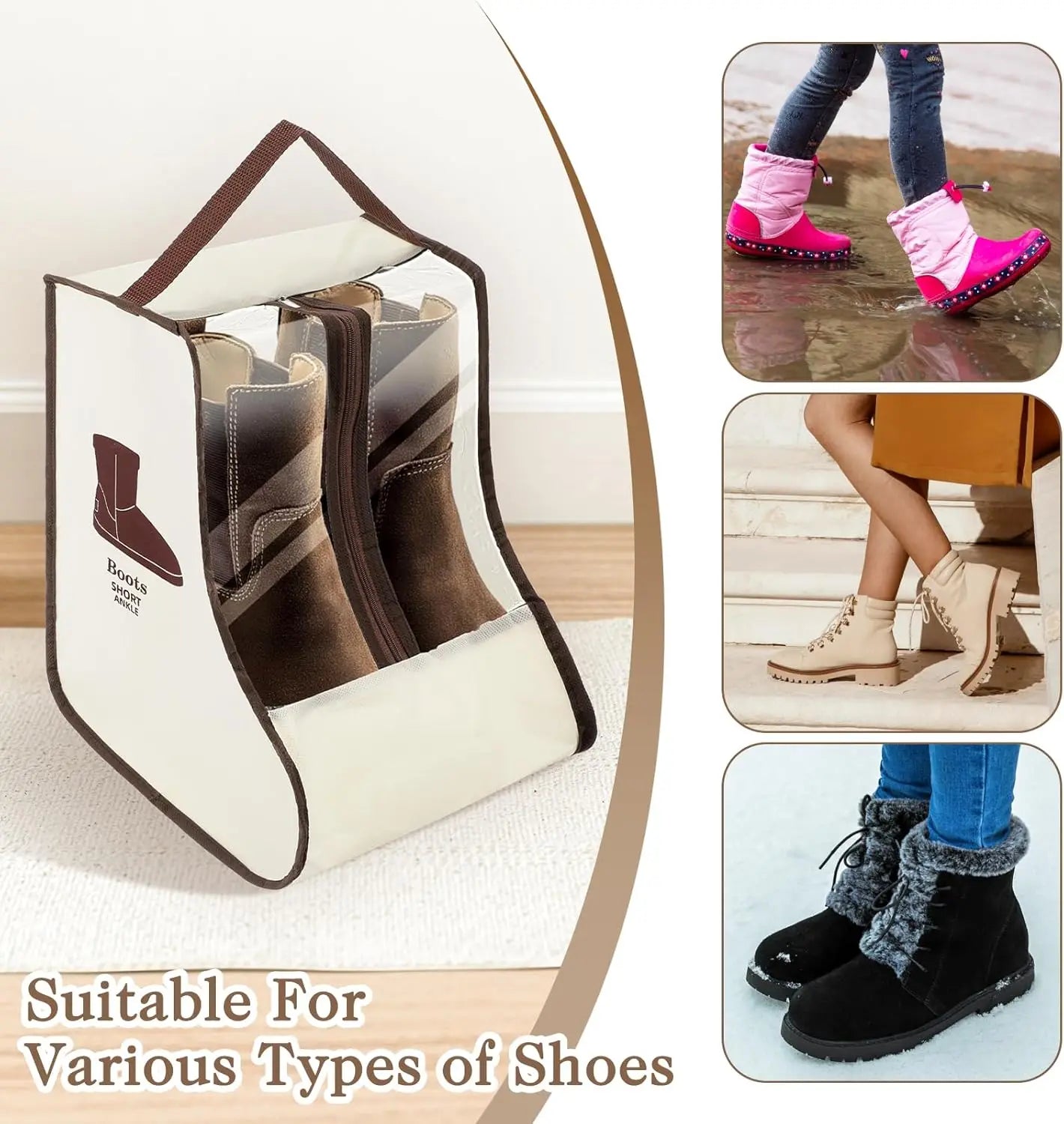 2-Pack Waterproof Boot Storage Bags with Handles Peaceful Pleasures Health and Wellness